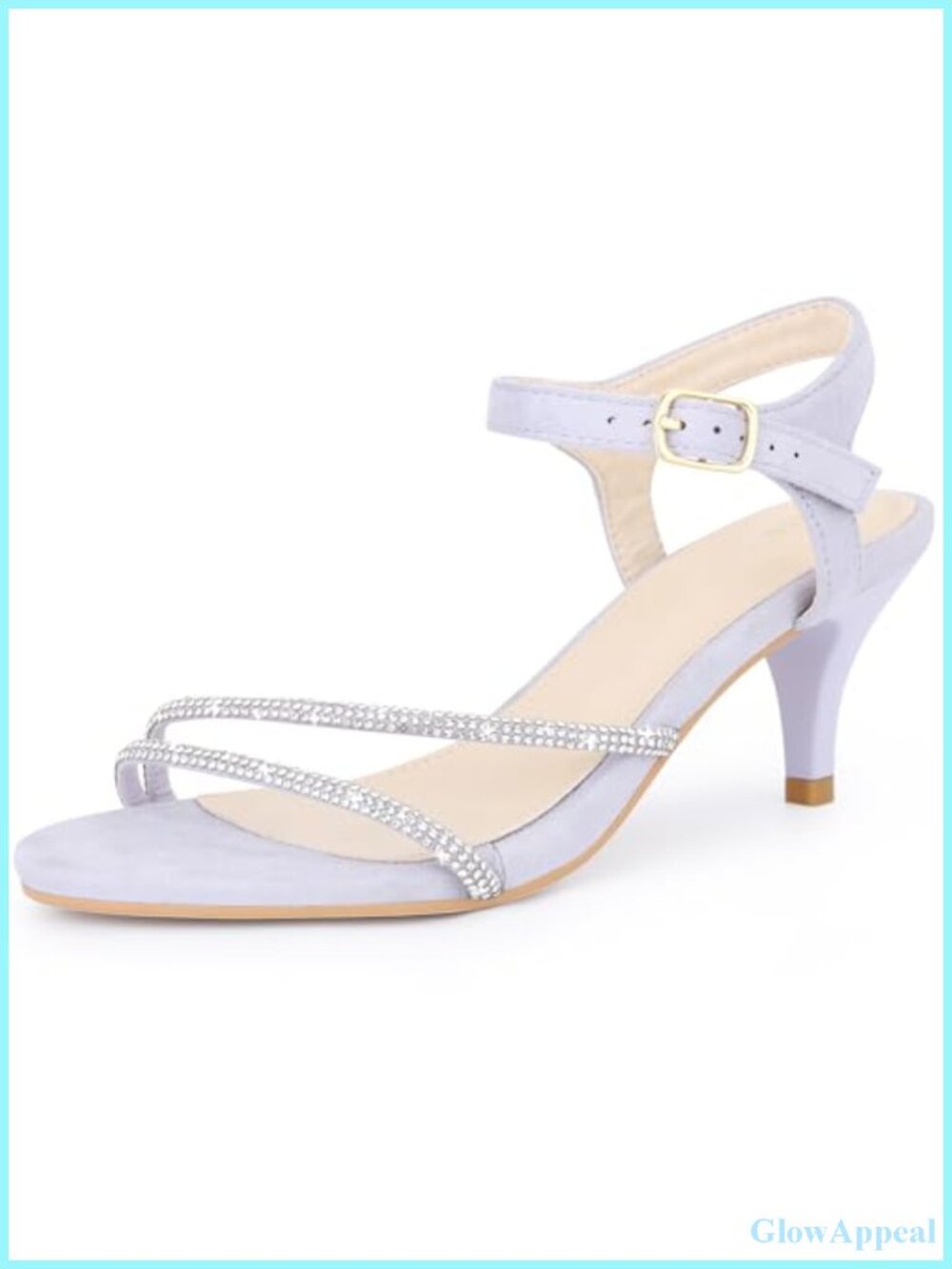 Rhinestone Kitten Heel Slingback Ankle Strap Open Toe Sandals